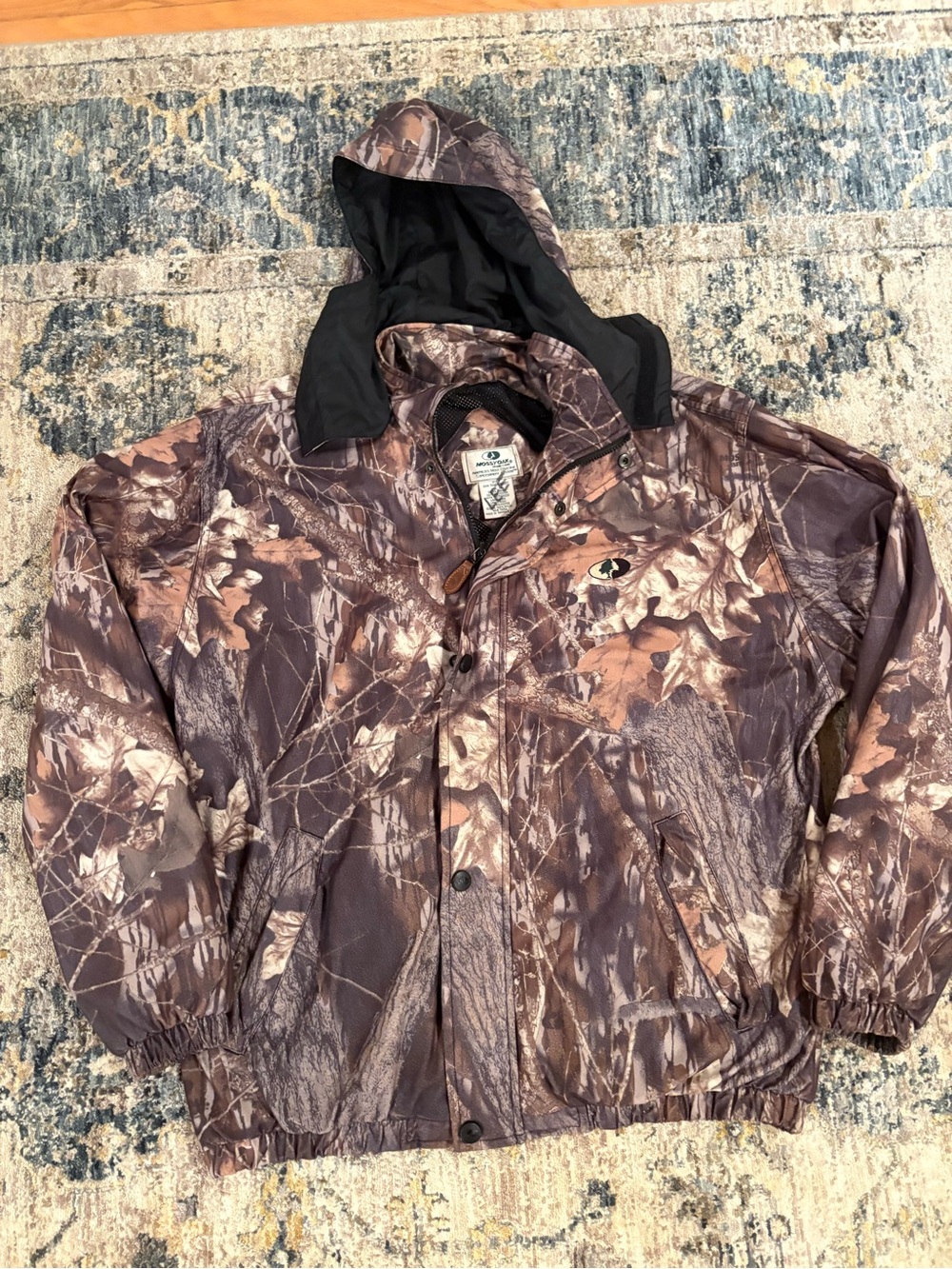 Vintage Mossy Oak Break-Up Camo Rain Tamer Jacket Waterproof Hooded Men's XL